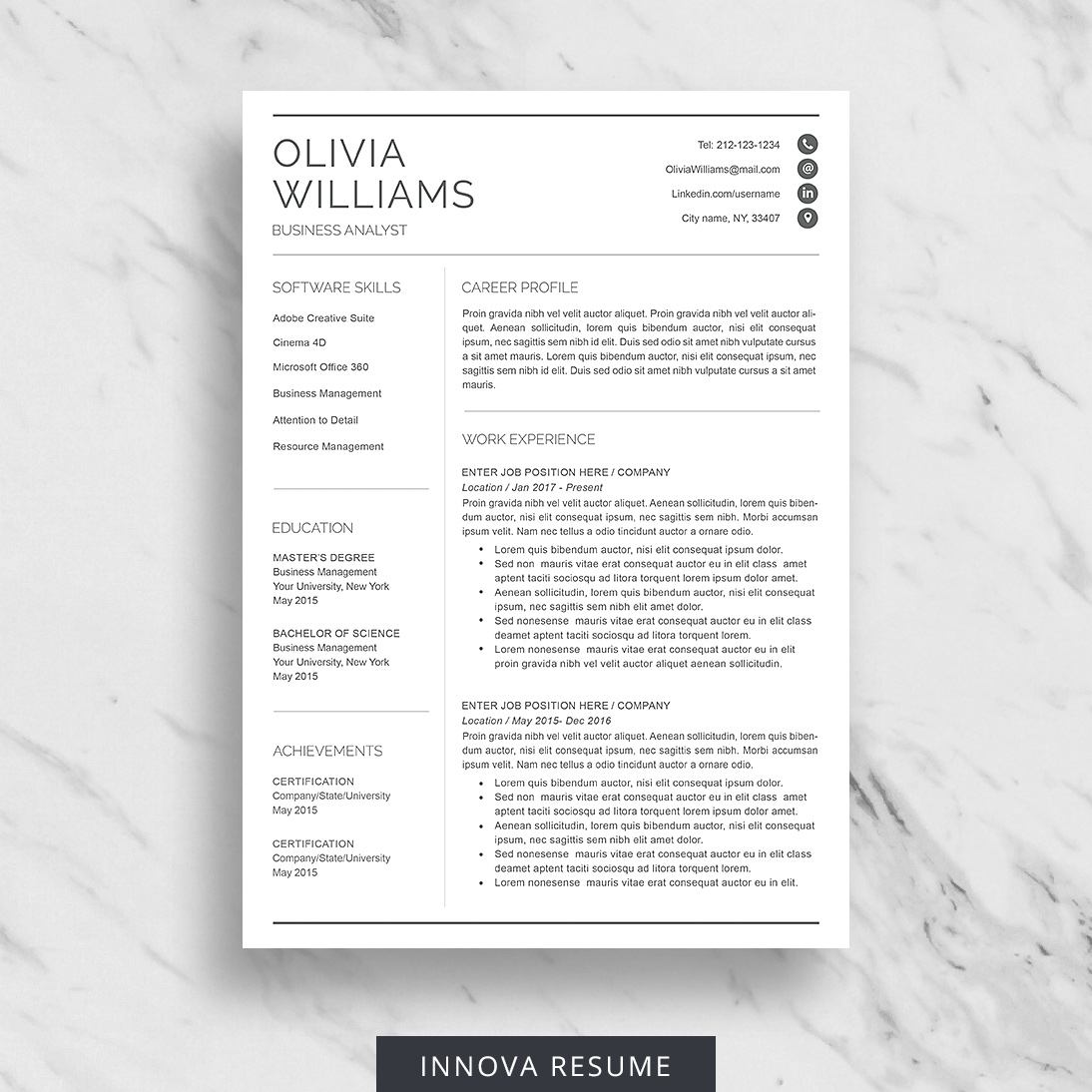 Professional Resume Template for Word - Innova Resume