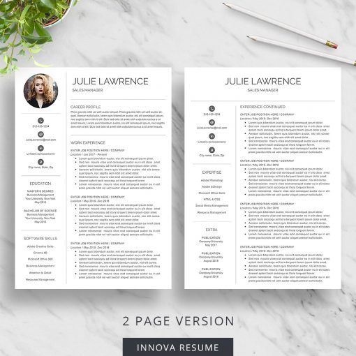 2 page resume template with photo