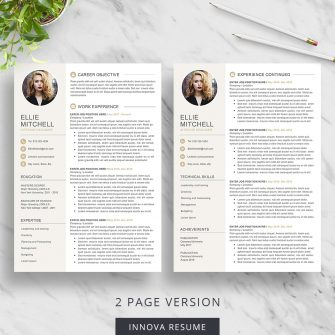 2 page resume template with photo