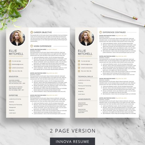 2 page resume template with photo