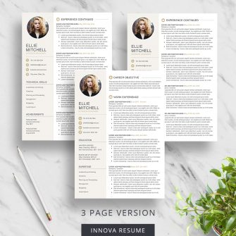 3 page resume template with photo