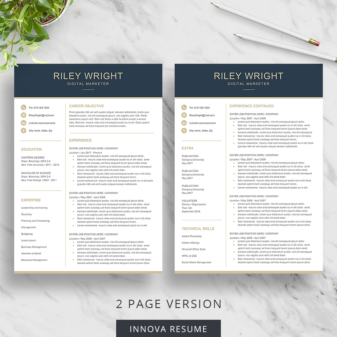 resume template pages