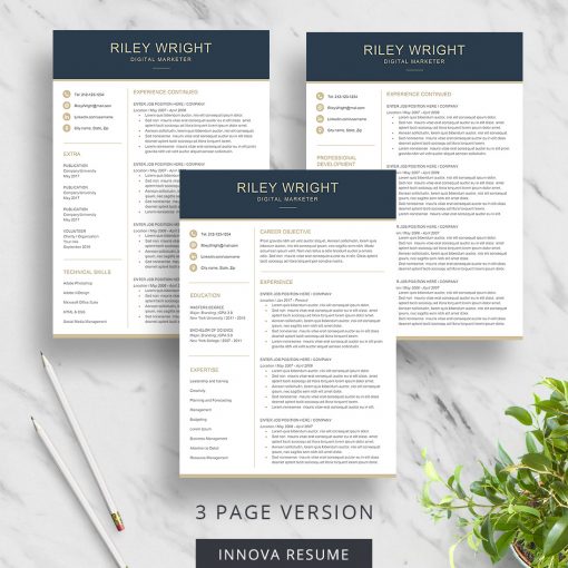 Modern 3 page resume template
