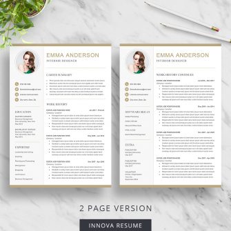 2 page resume template with photo