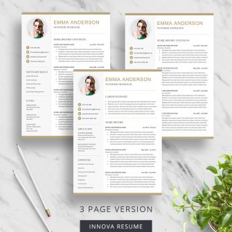 3 page resume template with photo