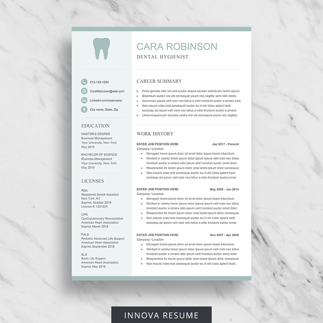 Dental Assistant Resume Template - Innova Resume