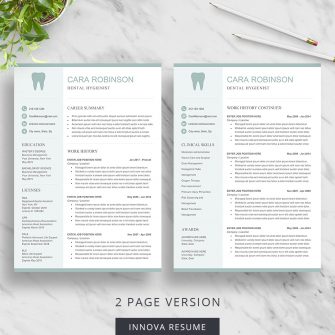 2 page Dental assistant resume template