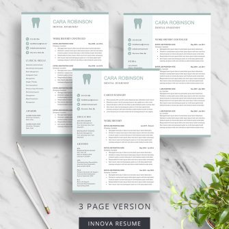 3 page Dental assistant resume template