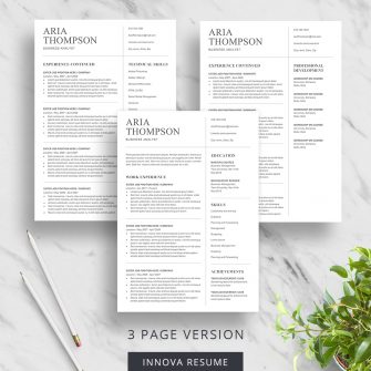 3 page minimalist resume template