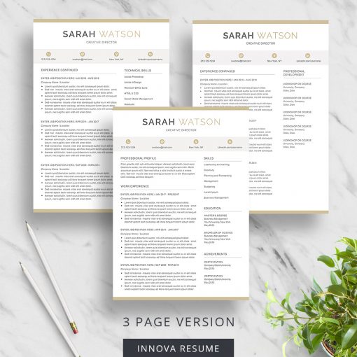 3 page resume template for Word