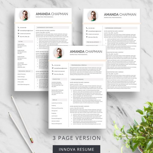 3 page resume template with photo