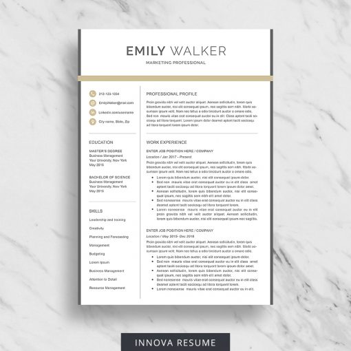 Resume template with modern design