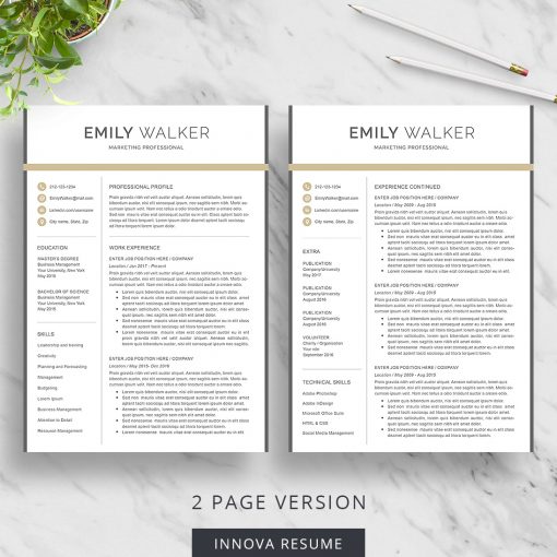 2 page resume template with modern design