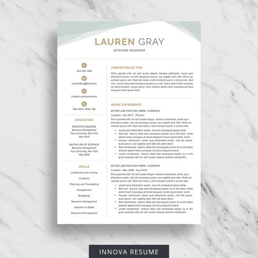 Hybrid Resume Template for Word Innova Resume Modern Resume Templates
