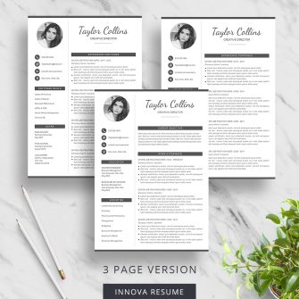 3 page resume template with photo