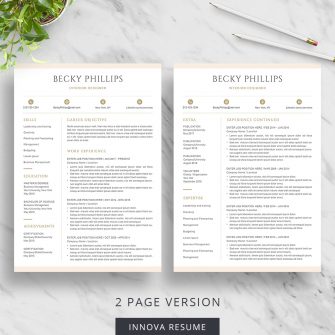 2 page resume template with professional design