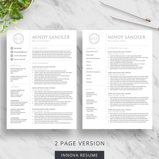 Resume with monogram