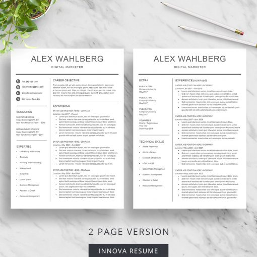 Clean 2 page resume template