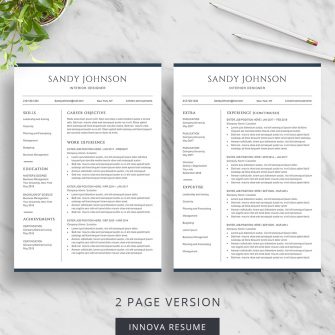 Clear 2 page resume template