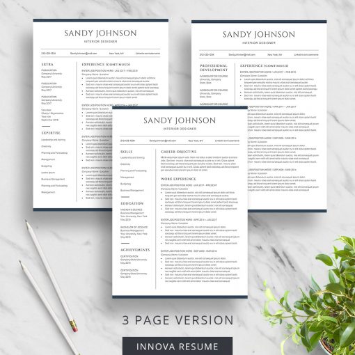 Clear 3 page resume