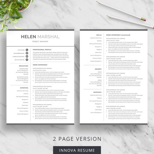 2 page resume template