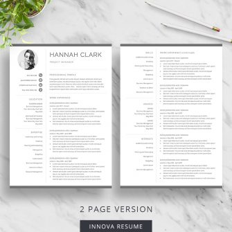 2 page photo resume template