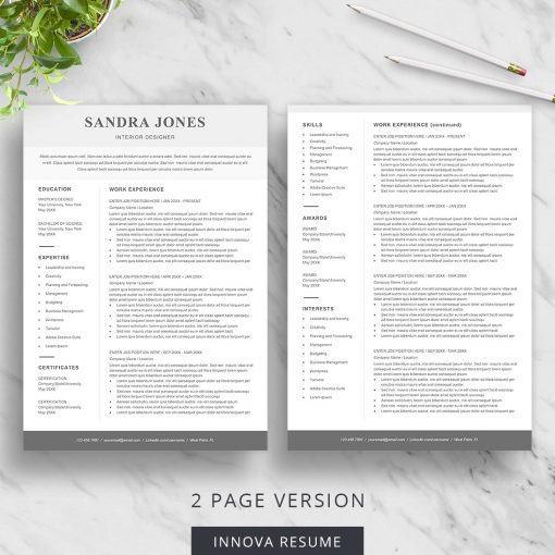 2 page CV template for Word
