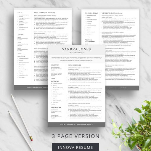 3 page CV template for Word